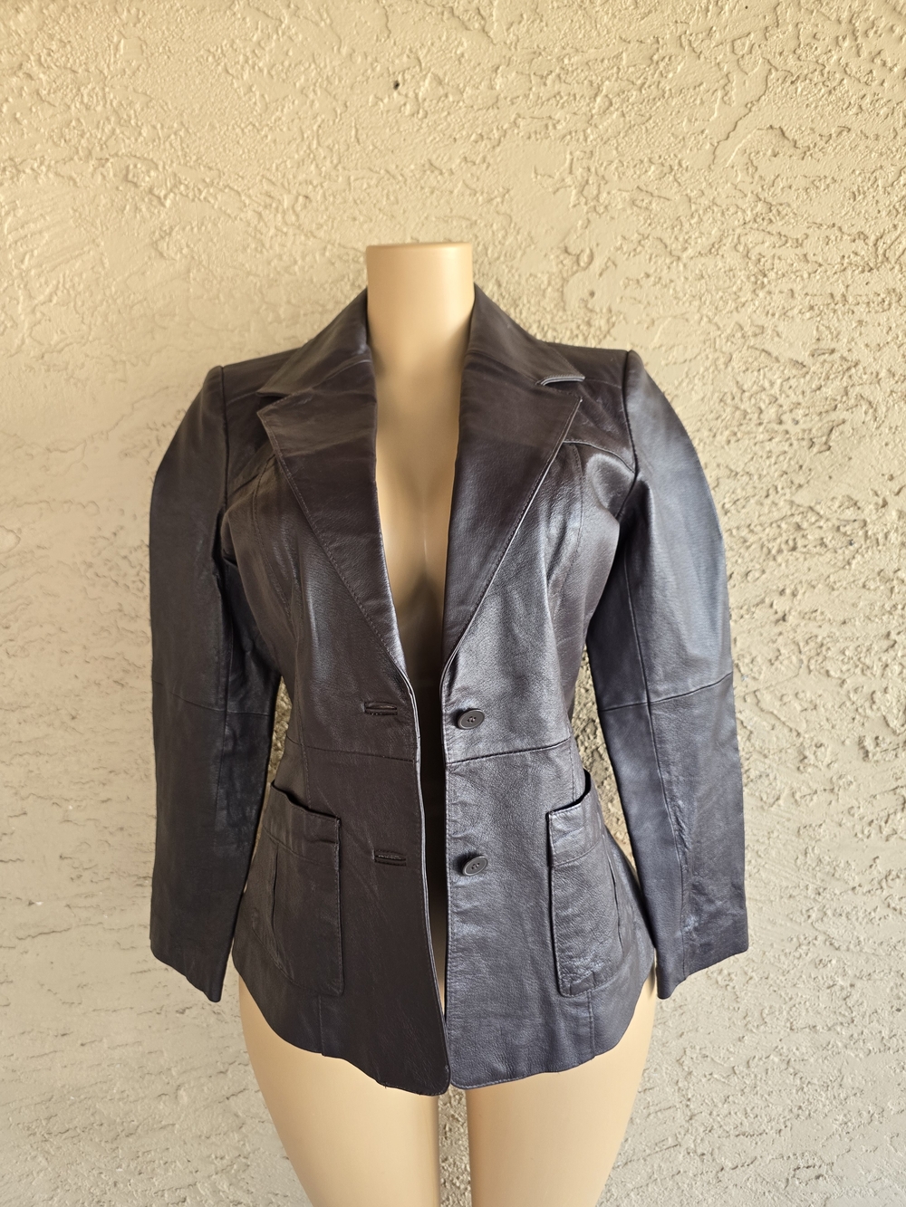 Newport News Brown Leather Blazer Jacket